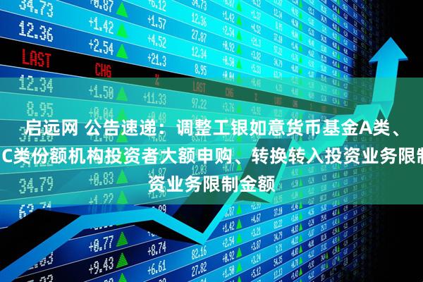 启远网 公告速递：调整工银如意货币基金A类、B类、C类份额机构投资者大额申购、转换转入投资业务限制金额