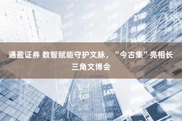 通盈证券 数智赋能守护文脉，“今古集”亮相长三角文博会